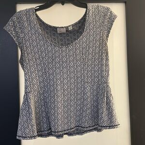 Anthropologie, peplum, abstract print top-well-loved, good condition